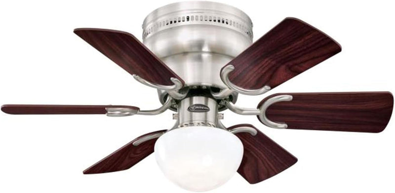 Westinghouse Lighting Petite 30 Inch Six Blade Indoor Ceiling Fan With LED Light Fixture 6 Blades Brushed Nickel