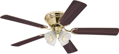 Westinghouse Lighting Contempra IV 52 Inch Five Blade Indoor Ceiling Fan With Dimmable LED Light Fixture 5 Blades Polished Brass
