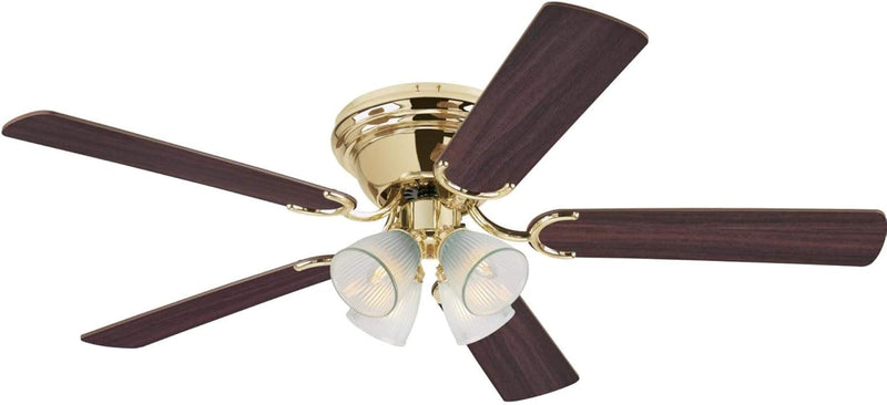 Westinghouse Lighting Contempra IV 52 Inch Five Blade Indoor Ceiling Fan With Dimmable LED Light Fixture 5 Blades Polished Brass