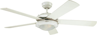 Westinghouse Lighting Comet 52 Inch Five Blade Indoor Ceiling Fan With Dimmable LED Light Fixture 5 Blades White