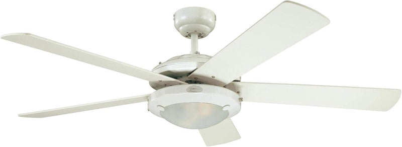 Westinghouse Lighting Comet 52 Inch Five Blade Indoor Ceiling Fan With Dimmable LED Light Fixture 5 Blades White