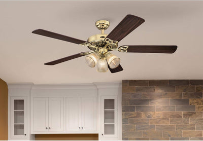Westinghouse Lighting Vintage 52 Inch Five Blade Indoor Ceiling Fan With Dimmable LED Light Fixture