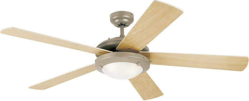 Westinghouse Lighting Comet 52 Inch Five Blade Indoor Ceiling Fan With Dimmable LED Light Fixture 5 Blades Brushed Pewter