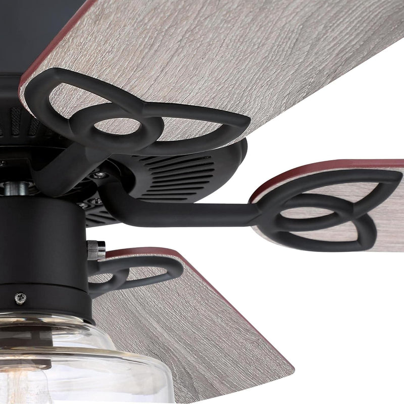 Westinghouse Lighting Scholar 52 Inch Five Blade Indoor Ceiling Fan Matte Black Finish With Dimmable LED Light Fixture