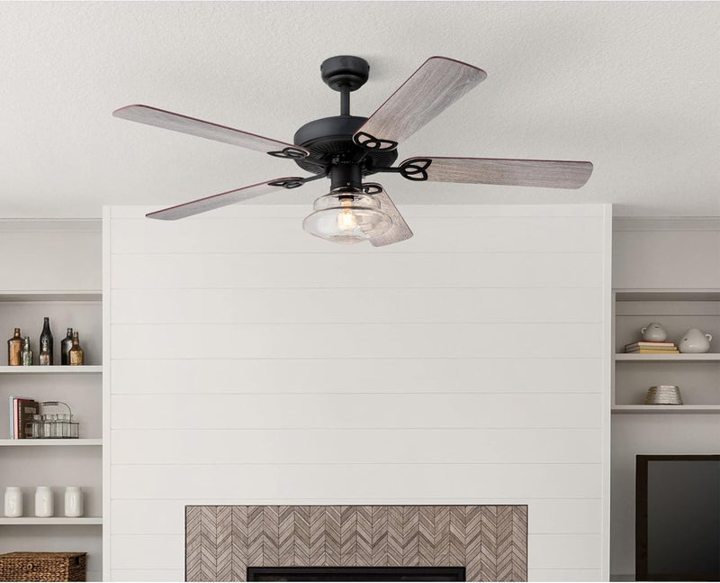 Westinghouse Lighting Scholar 52 Inch Five Blade Indoor Ceiling Fan Matte Black Finish With Dimmable LED Light Fixture