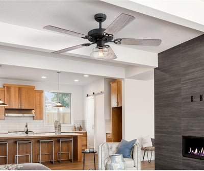 Westinghouse Lighting Scholar 52 Inch Five Blade Indoor Ceiling Fan Matte Black Finish With Dimmable LED Light Fixture