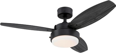 Westinghouse Lighting Alloy 42 Inch Three Blade Indoor Ceiling Fan With LED Light Fixture 3 Blades Matte Black