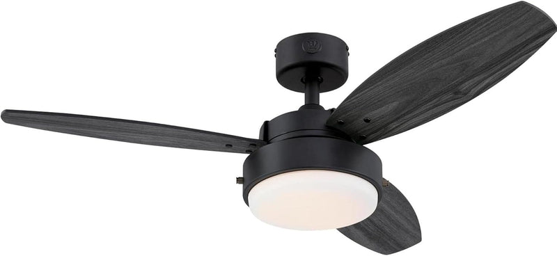 Westinghouse Lighting Alloy 42 Inch Three Blade Indoor Ceiling Fan With LED Light Fixture 3 Blades Matte Black