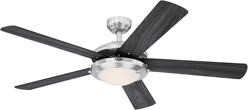 Westinghouse Lighting Comet 52 Inch Five Blade Indoor Ceiling Fan With Dimmable LED Light Fixture 5 Blades Brushed Nickel