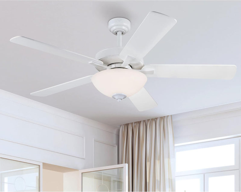 Westinghouse Lighting Albert 52 Inch Five Blade Indoor Ceiling Fan White Finish With LED Light Fixture
