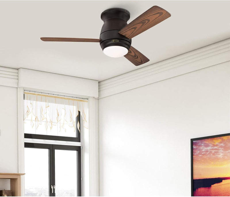 Westinghouse Lighting Halley 44 Inch Three Blade Indoor/Outdoor Smart WiFi Ceiling Fan With Dimmable LED Light Fixture Remote Control Included