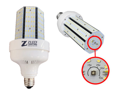 ZLED Lighting 40/30/25/15 Watt EX39 480V High Efficiency LED Selectable Corn Lamp