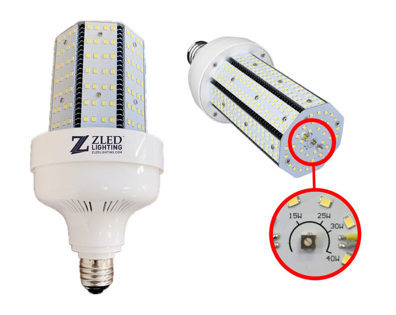 ZLED Lighting 40/30/25/15 Watt EX39 480V High Efficiency LED Selectable Corn Lamp