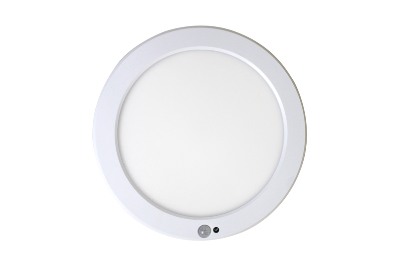 8 Inch 18 Watt Selectable 120/277V LED Surface Mount Space Light With PIR Sensor 3000K/4000K/5000K