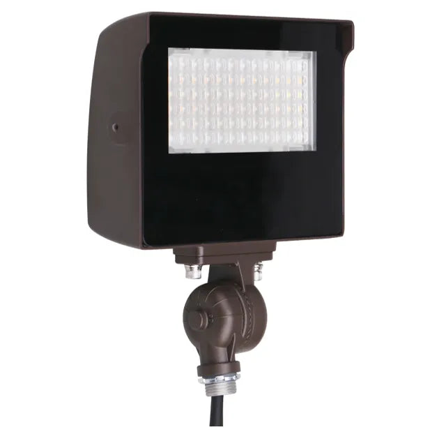 Halco Lighting Technologies 15/20/30 Watt Adjustable Beam Angle 120-277V 0-10V Dimming LED Flood Light with Photocell 3000K/4000K/5000K Selectable Bronze