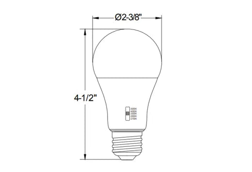 Halco Lighting Technologies 11 Watt LED A19 Dimmable E26 Light Bulb Color Selectable 2700/3000/3500/4000/5000K
