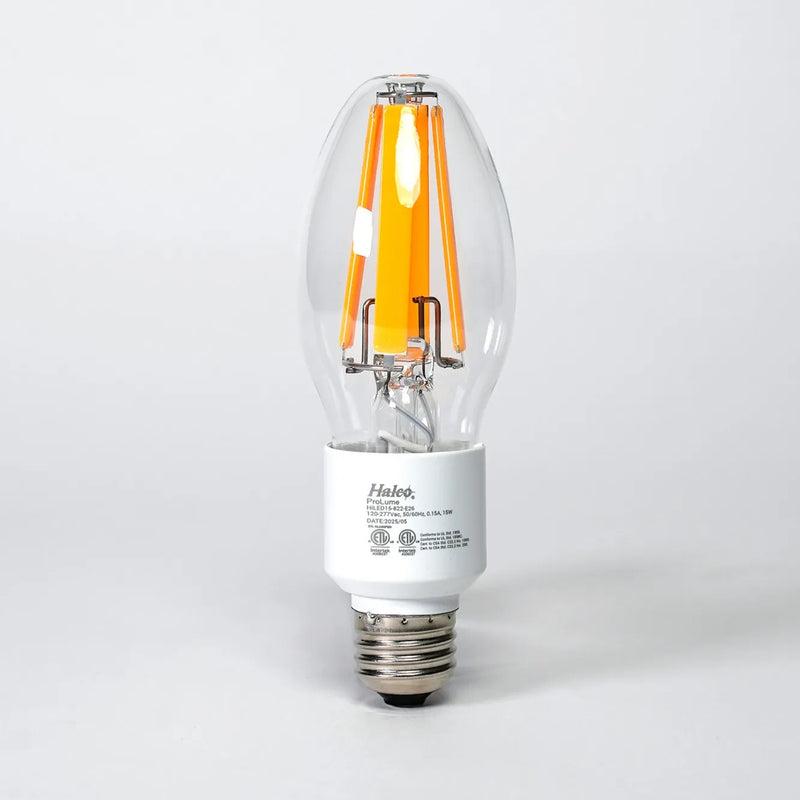 Halco Lighting Technologies 15 Watt LED HID ED17 Filament Replacement Lamp E26 Base 2200K Super Warm White