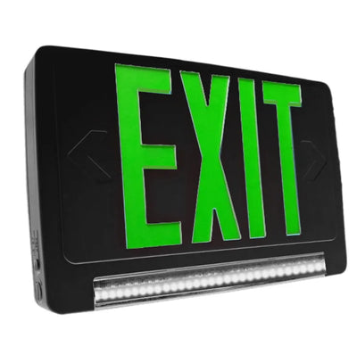 Halco Lighting Technologies Emergence Black Thermoplastic Face LED LightBar Remote Capable Combination Exit and Emergency Sign Black Green