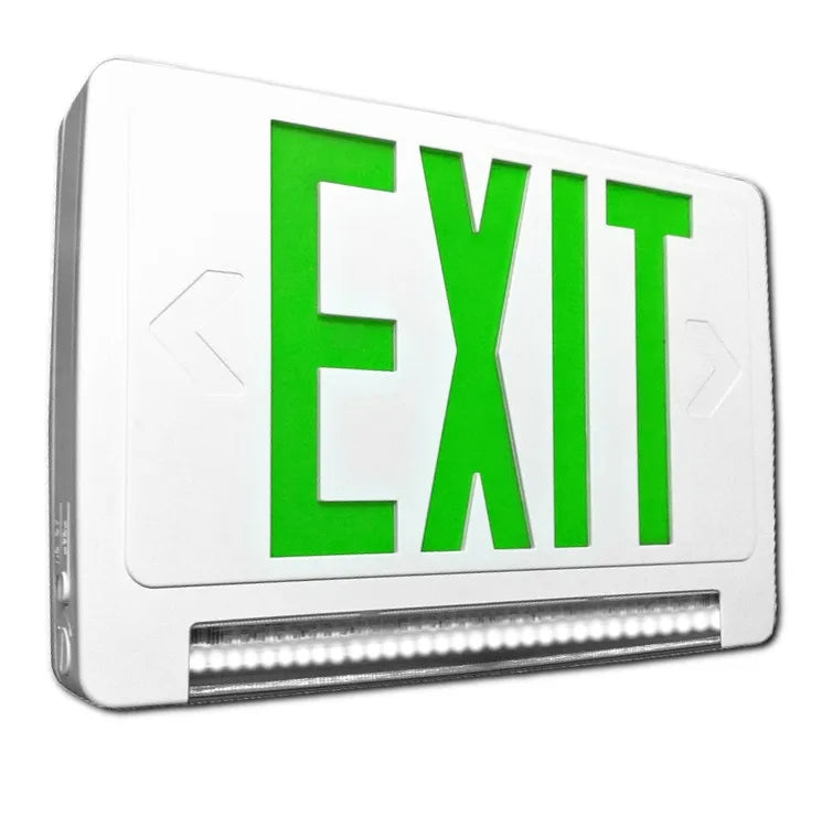 Halco Lighting Technologies Emergence White Thermoplastic Face LED LightBar Remote Capable Combination Exit and Emergency Sign White Green