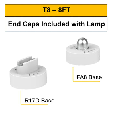 Halco Lighting Technologies 8 Foot 24/32/40 Watt LED Double Ended Bypass T8 Tube Light with Field Changeable R17D or FA8 Single Pin End Caps 3000K-6500K