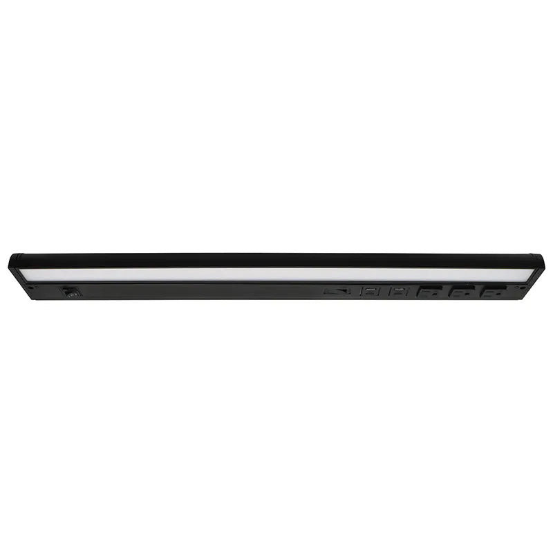 Westgate 24 Inch 12 Watt LED Under Cabinet With Receptacles and USB Port Light Fixture 2700/3000/3500/4000/5000K Black