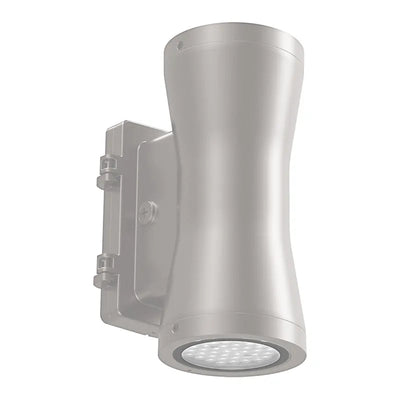 Westgate 7 Inch 18/30/45/60 Watt Outdoor LED Round Cylinder Up/Down Light Fixture 3000/4000/5000K Selectable Silver