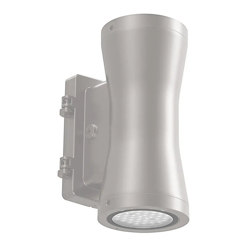Westgate 7 Inch 18/30/45/60 Watt Outdoor LED Round Cylinder Up/Down Light Fixture 3000/4000/5000K Selectable Silver