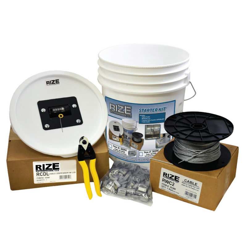 Rize Enterprises 1/16 Inch Galvanized Wire Rope Starter Kit With Counter 500 Foot  