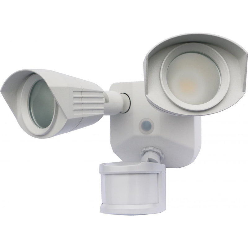 Satco 20 Watt LED Dual Head 120 Volt Security Light With Motion Sensor 3000K Warm White White 