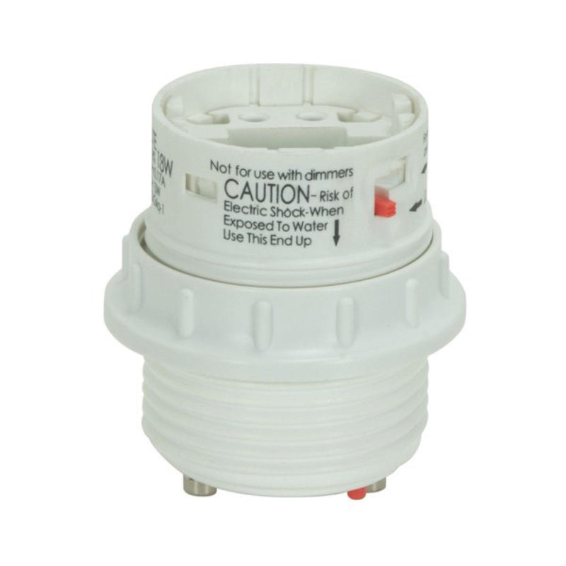 Satco 26 Watt Push Tab Lock GU24 to 4 Pin PL Phenolic W/Uno Ring 277V 0.34A Self-Ballasted Socket Adapter   