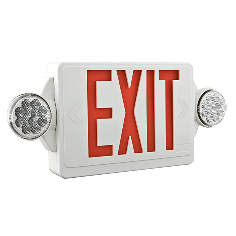 Lithonia Lighting LHQM LED High Output Emergency Exit Sign and Lighting Combo with Battery Backup Red  