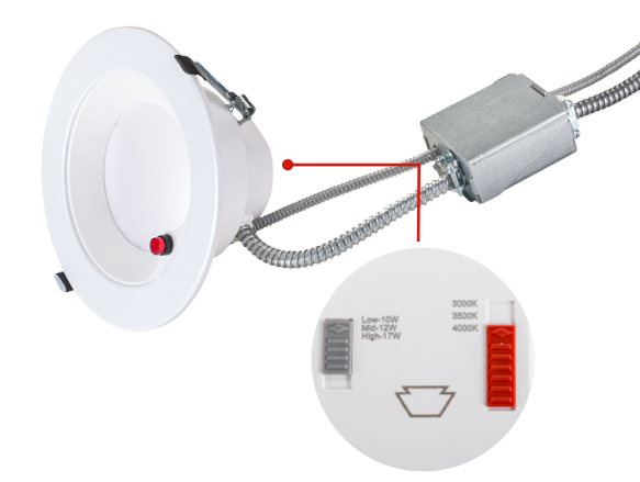 Keystone Technologies 6 Inch 10/12/17W Emergency Backup Integrated LED Selectable Downlight 3/35/4K Selectable  