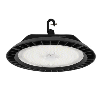 ESL Lighting 100/120/150/200 Wattage Selectable 60 Degree LED Round High Bay Light Fixture 4000K Cool White Black 