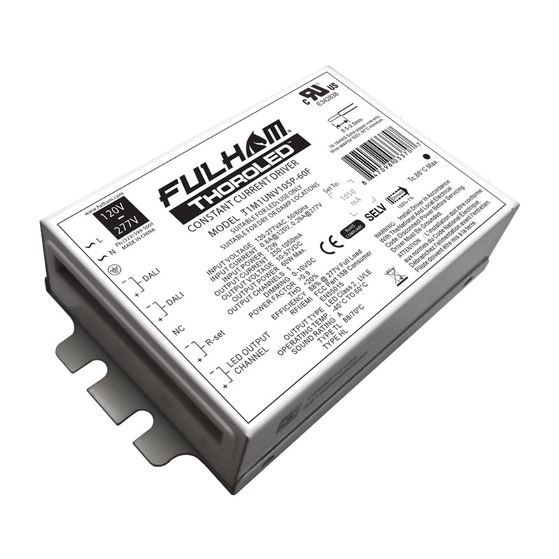 Fulham T1M1UNV105P-60F 60 Watt LED 250-1050mA Programmable Constant Current Driver   
