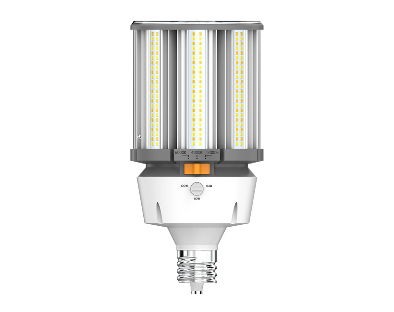 EiKO 63/80/100 Watt LED Wattage and Color Selectable HID Corn Cob EX39 Base 30/40/50K Selectable  