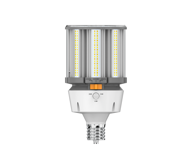 EiKO 54/63/80 Watt LED Wattage and Color Selectable HID Corn Cob EX39 Base 3000/4000/5000K Selectable  