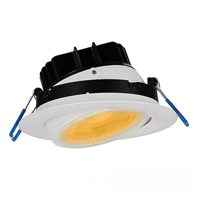 Lotus LED Lights 4 Inch 12 Watt Round Gimbal LED Downlight White Finish 3000K Warm White White 