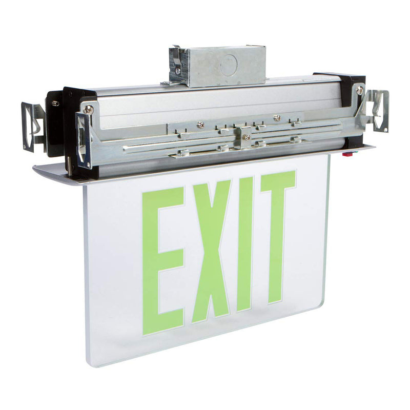 Morris Products Emergency Battery Backup Edge Lit LED Clear Exit Sign Green  