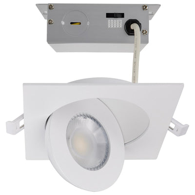 Satco 4 Inch 9 Watt Selectable LED Square Low Profile Gimbal Downlight 27/30/35/40/50K Selectable White 