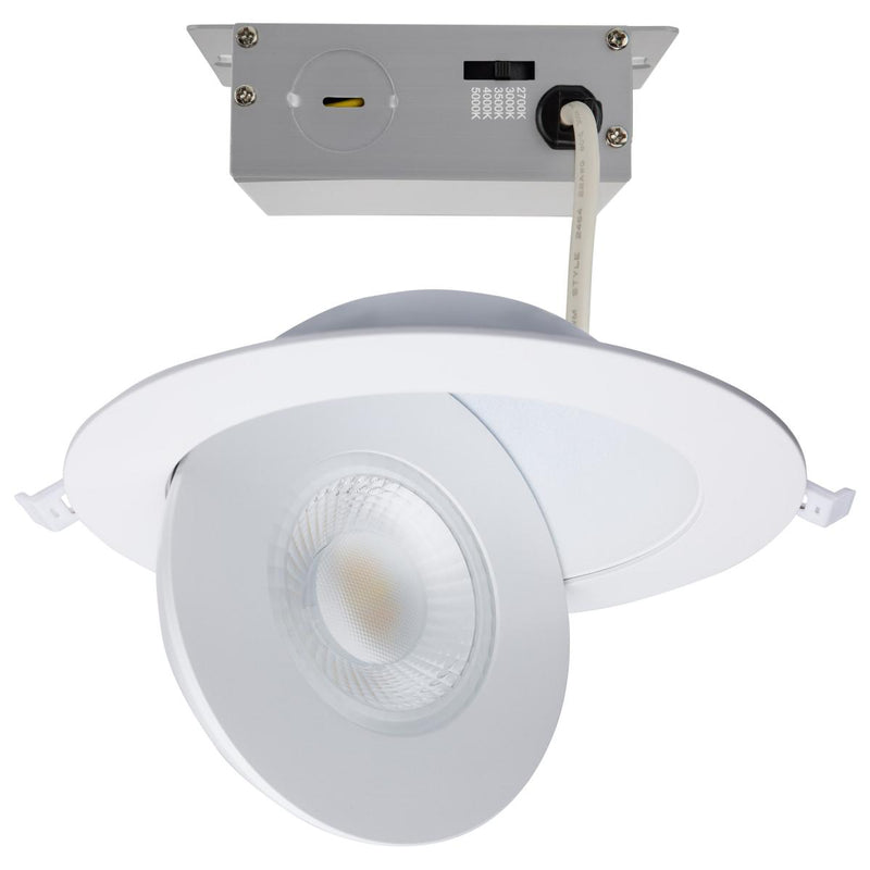 Satco 6 Inch 15 Watt Selectable LED Round Low Profile Gimbal Downlight 27/30/35/40/50K Selectable White 