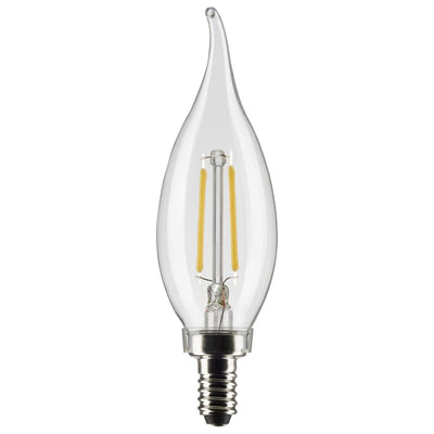 Satco 3 Watt Clear LED Flametip Filament E12 Candelabra Base Light Bulb 2700K Warm White  