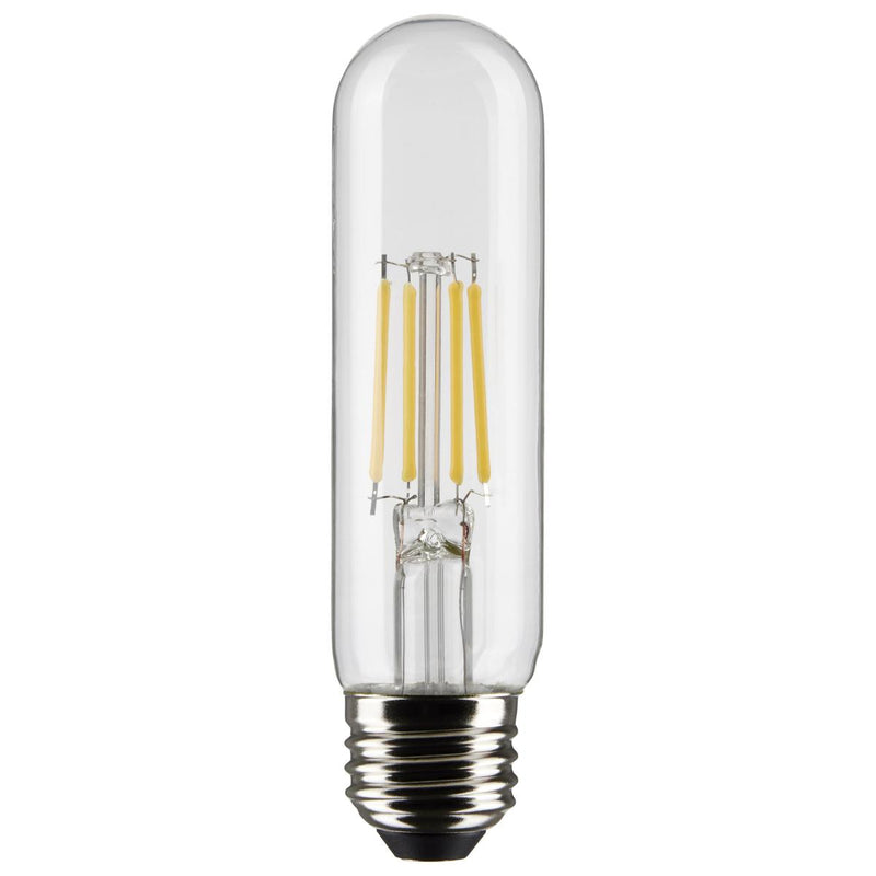 Satco 5.5 Watt T10 LED Clear Dimmable Filament Light Bulb 2700K Warm White  