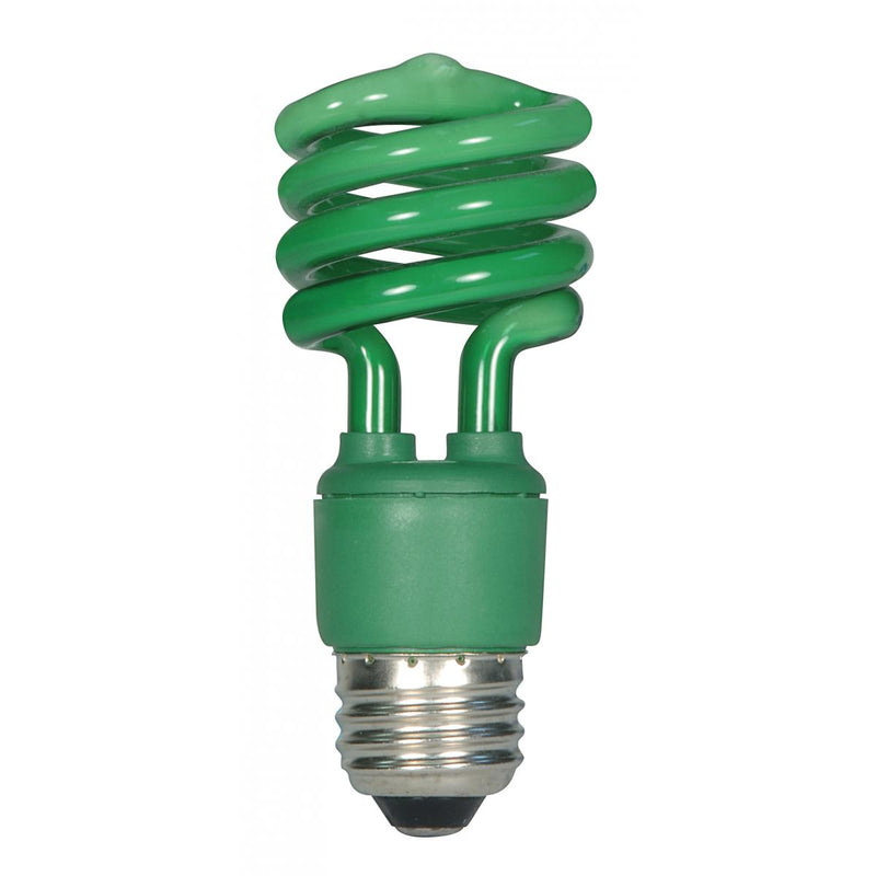 Satco 13 Watt Mini Spiral Compact Fluorescent Green Light Bulb Green  
