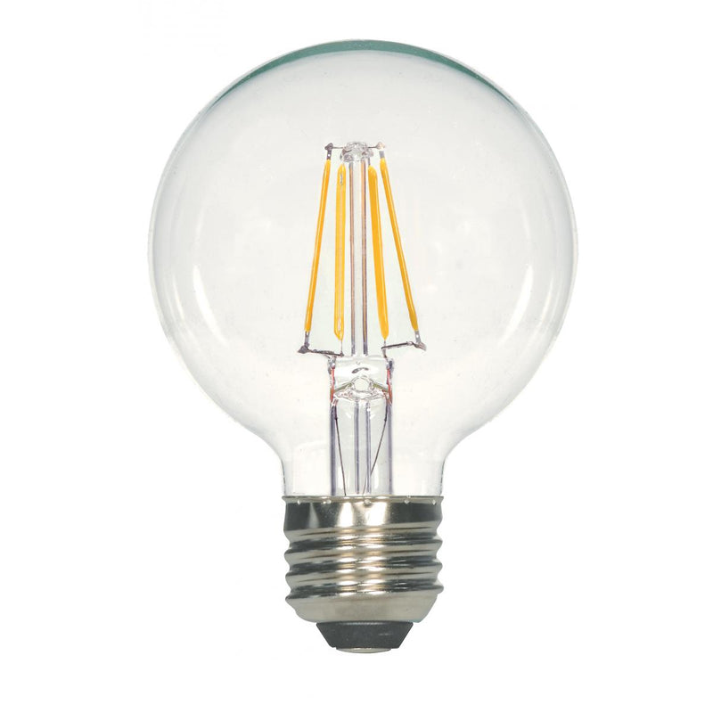 Satco 6.5 Watt Clear LED G25 Globe Filament Bulb E26 120V 2700K Warm White  
