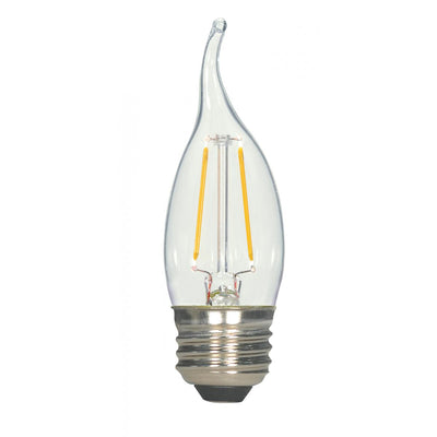 Satco 2.5 Watt Clear LED Flametip Filament Light Bulb E26 Medium Base 2700K Warm White  