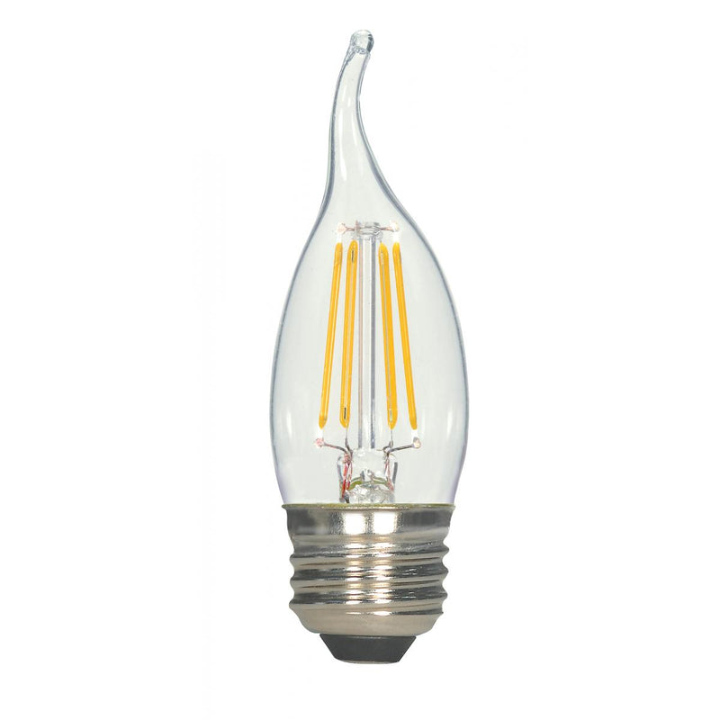 Satco 4.5 Watt Clear LED Flametip Filament Light Bulb E26 Medium Base 2700K Warm White  