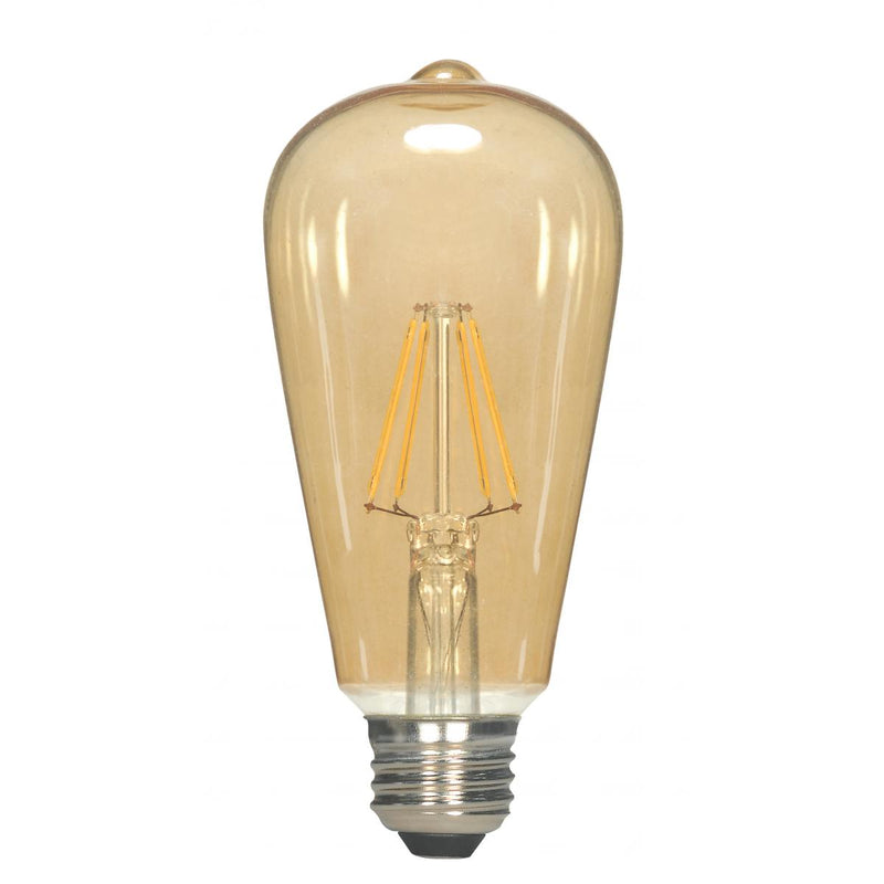 Satco 6.5 Watt Amber Dimmable ST19 LED Filament Light Bulb 2000K Soft White  
