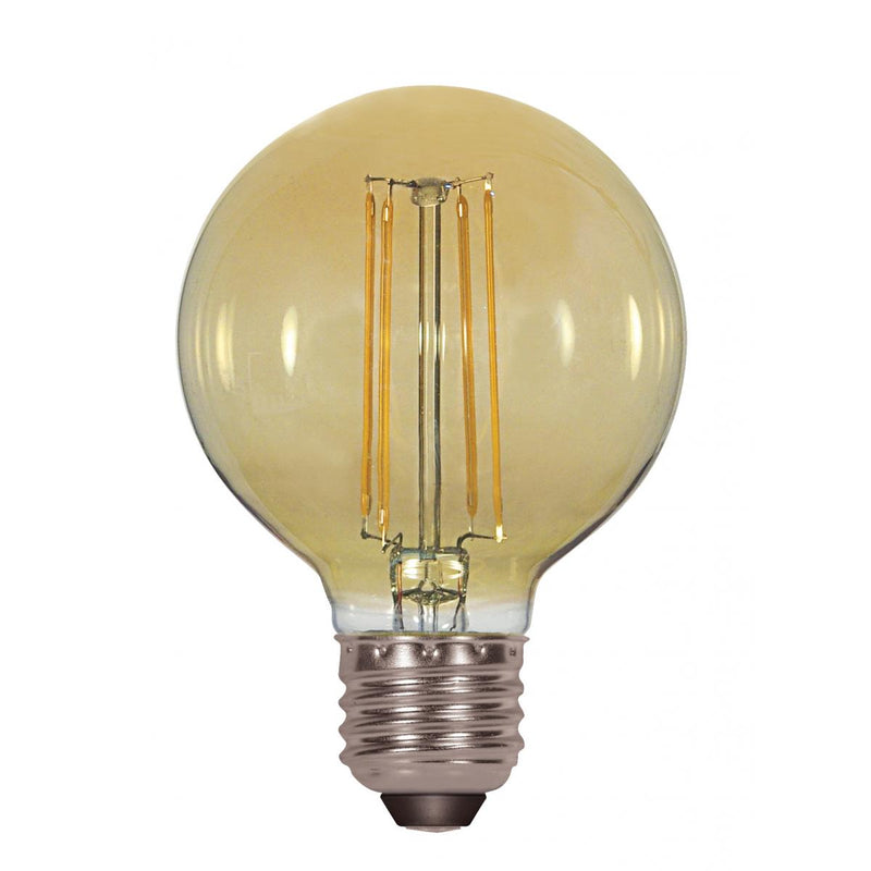 Satco 4.5 Watt Amber LED G25 Globe Filament Bulb E26 120V 2000K Soft White  