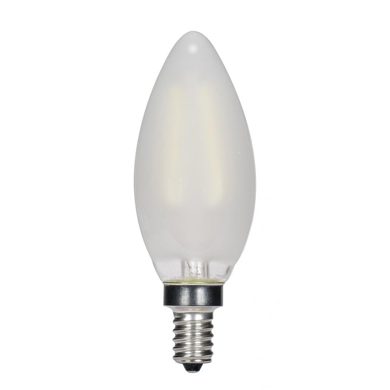 Satco 3.5 Watt Frosted Torpedo LED Filament Bulb E12 Candelabra Base 350 Lumens 2700K Warm White  