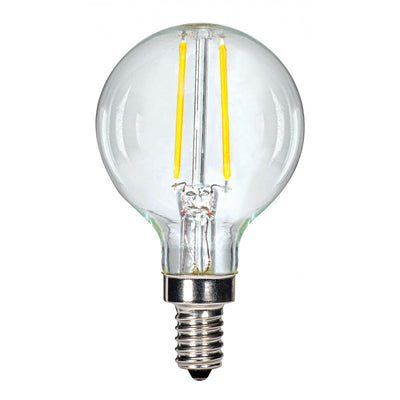 Satco 2.5 Watt G16 Globe LED Filament Bulb E12 Candelabra Base 120V 2700K Warm White  